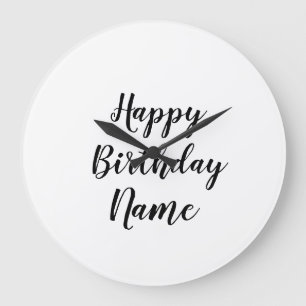 Relógio Grande simples e mínimo feliz aniversário adicione seu
