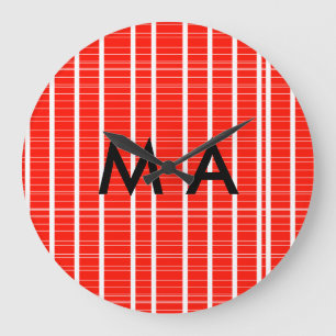 Relógio Grande Simples monograma adicione seu nome com letra míni