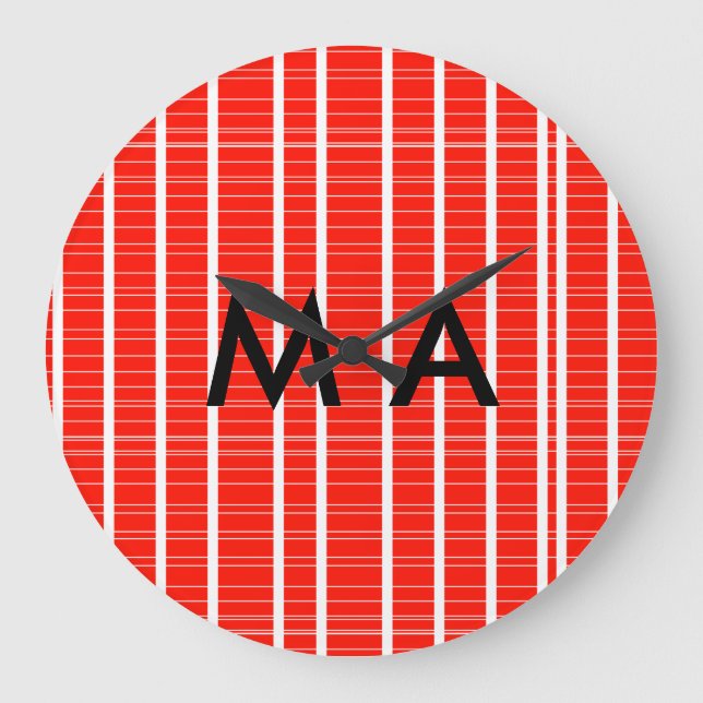 Relógio Grande Simples monograma adicione seu nome com letra míni (Frente)