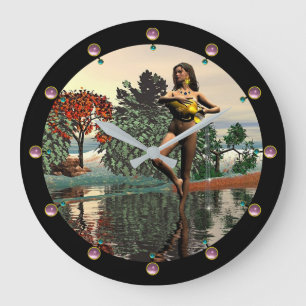 Relógio Grande SINAIS DE ANIVERSÁRIO ZODIÁTICOS /Gemas cor-de-r