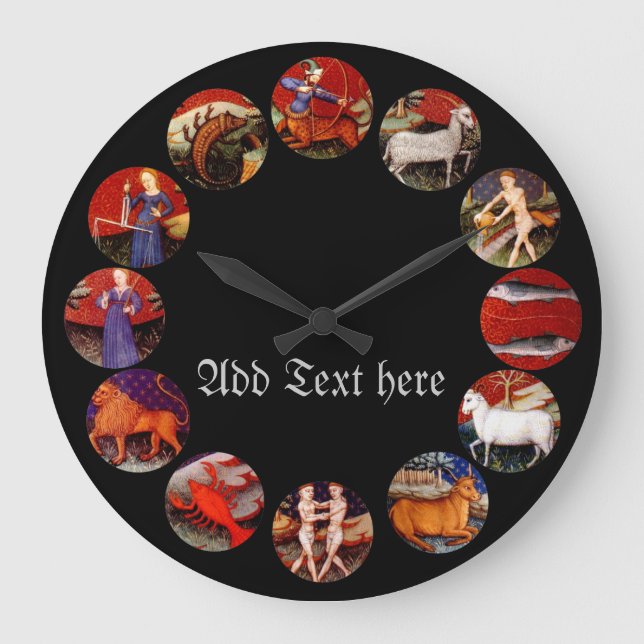 Relógio Grande Sinais de Astrologia Zodiac Personalizados (Frente)