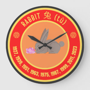 Relógio Grande Sinal de Astrologia Chinesa no Coelho