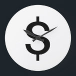 Relógio Grande Sinal de Dólar | Alfabeto Moderno Simples<br><div class="desc">Sinal de dólar negro em estilo simples e moderno em fundo branco.
Clique no botão "personalizar" para personalizar o design escolhendo qualquer cor que você quiser e até mesmo adicione seu próprio texto.
Itens correspondentes também estão disponíveis no repositório.</div>