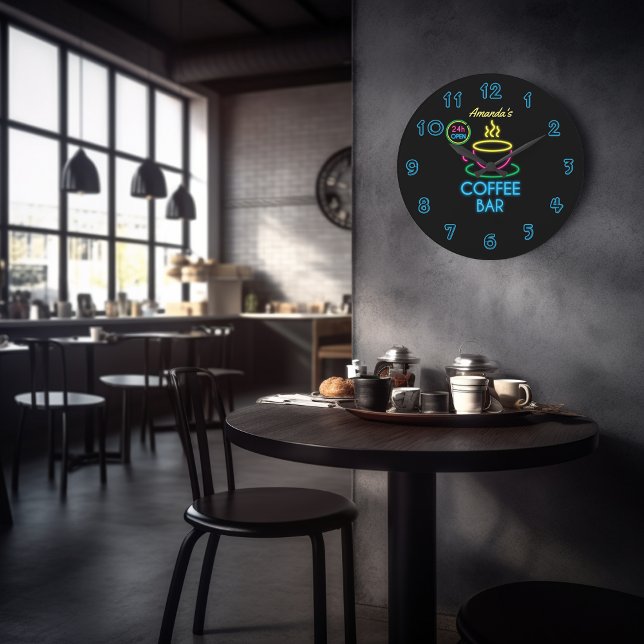 Relógio Grande Sinal de Neon Personalizado Café Bar (Criador carregado)