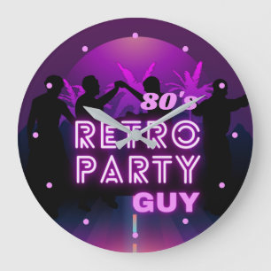 Relógio Grande Sinal de neon roxo da festa de dança da discoteca