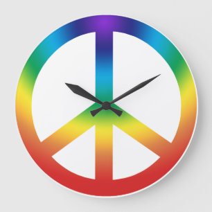 Relógio Grande Sinal de paz em cores do arco-íris