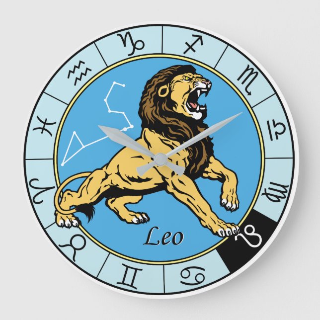 Relógio Grande sinal zodiótico leo astrológico (Frente)