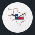 Relógio Grande Sinalizador e Mapa do Texas<br><div class="desc">Destaque do estado do Texas com o pavilhão isolado</div>