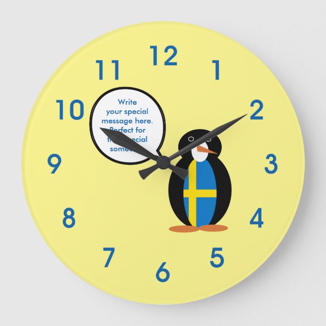 Relógio Grande Sinalizador Sueco Falando Senhora Penguin (Frente)