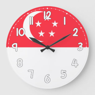 Relógio Grande Singapore Flag Wall Clock – Patriotic Singaporean