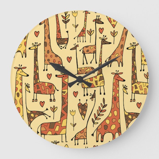 Relógio Grande Sketch Giraffe, Design De Diversão Sem Olho. (Frente)