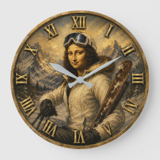 Relógio Grande Skiing Funny Mona Lisa Skier Gift