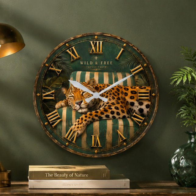 Relógio Grande Sleeping Leopard Luxury Jungle  (Criador carregado)