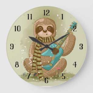 Relógio Grande Sloth com o violão