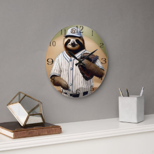Relógio Grande "Slugger Sloth: Devagar e Estável na Placa"