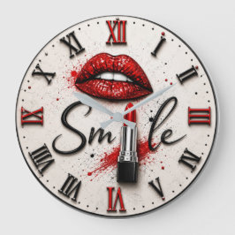 Relógio Grande Smile Lipstick Glam Makeup Beauty Art
