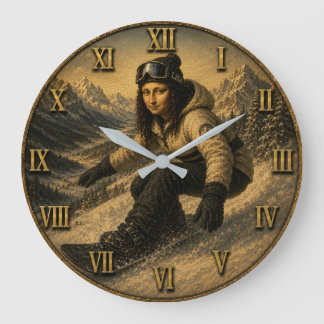 Relógio Grande Snowboarding Funny Mona Lisa Snowboarder Gift