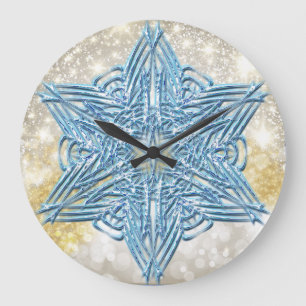 Relógio Grande Snowflakes Art 12 Wall Clocks e Opções Numerais