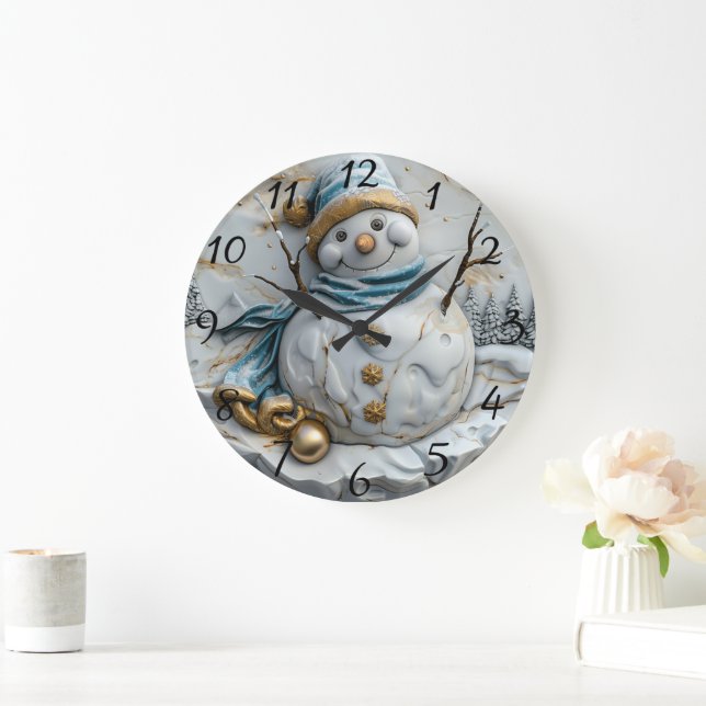 Relógio Grande Snowman com o Natal Cheer (Lar)
