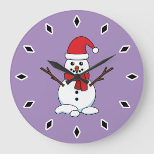 Relógio Grande Snowman com Red Bonnet e Scarf