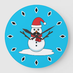 Relógio Grande Snowman engraçado com bigode e papagaio