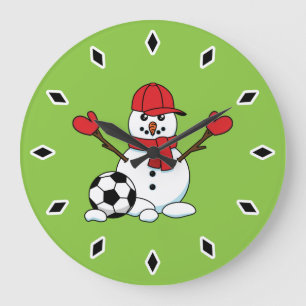 Relógio Grande Snowman engraçado com bola de futebol