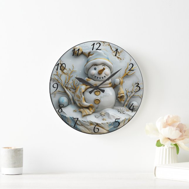 Relógio Grande Snowman na Wonderland de inverno (Lar)