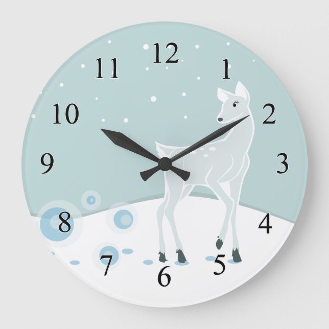 Relógio Grande Snowy Deer (Frente)