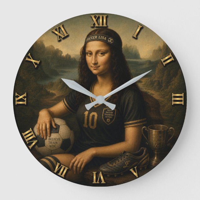 Relógio Grande Soccer Funny Mona Lisa (Frente)