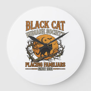 Relógio Grande Sociedade Humana Black Cat Halloween Lua Cheia Mor