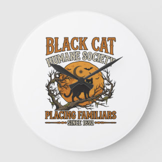 Relógio Grande Sociedade Humana Black Cat Halloween Lua Cheia Mor