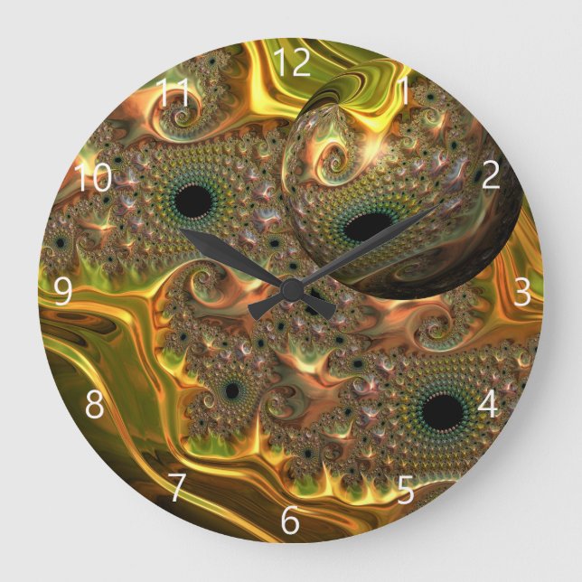 Relógio Grande Sonho Fractal Ouro Líquido  (Frente)