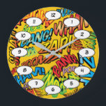 Relógio Grande Sons de Pop de Arte do Livro<br><div class="desc">Relógios de pop de quadrinhos super-heróis de tendências divertidas que certamente adicionam um toque de cor a uma variedade de salas ao redor de sua casa ou escritório. Uma maneira ideal de se tratar a si mesmo ou a alguém que você conhece com esses relógios legal e únicos de quadrinhos....</div>