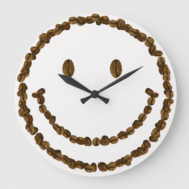 Relógio Grande Sorria com feijões de café (Frente)