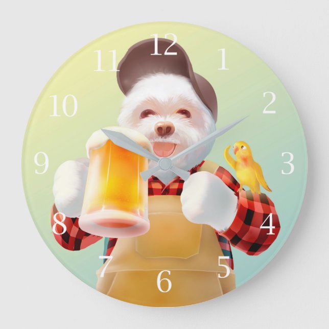 Relógio Grande Sorria De Bebendo De Cão (Frente)