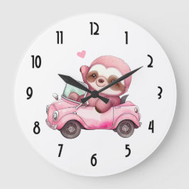 Relógio Grande Sorriso de Lama Rosa Dirigindo um Convertível