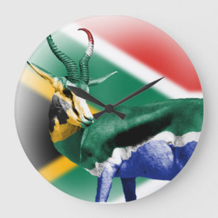 Relógio Grande South Africa Springbuck Flag Wall Clock