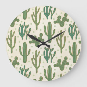 Relógio Grande Southwest Geo Step   Desert Cactus Pattern
