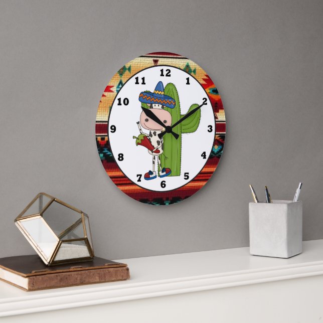Relógio Grande Southwestern Cow Kitchen cartoon clock (Escritório)
