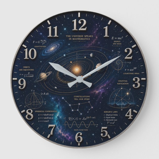 Relógio Grande Space Mathematics Astronomy  (Frente)