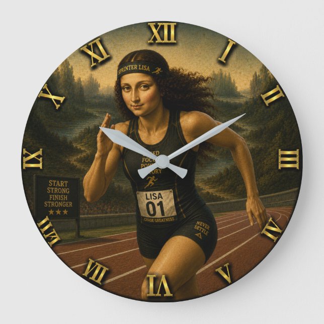 Relógio Grande Sprinter Funny Mona Lisa Track & Field Athletes (Frente)