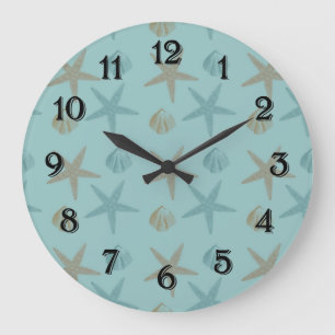 Relógio Grande Starfish e conchas