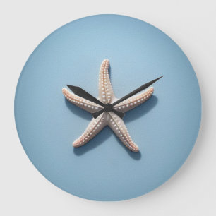 Relógio Grande Starfish exótico com fundo azul