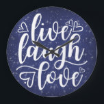 Relógio Grande Starnight Marinho ao vivo Ria Amor Dizendo Muro<br><div class="desc">Esta design foi criada da minha pintura de acrílico fluido de um tipo. Ele pode ser personalizado clicando no botão personalizar e adicionando um nome, iniciais ou suas palavras favoritas. Entre em contato comigo em colorflowcreations@gmail.com se você quiser usar este design em outro produto. Compre minha pintura de acrílico abstrato...</div>