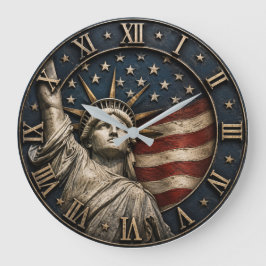 Relógio Grande Statue of Liberty Patriotic American Flag USA