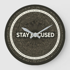 Relógio Grande Stay Focused Motivational Wall Clock – Inspiration
