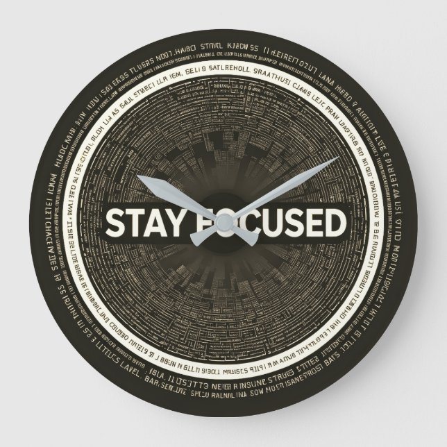 Relógio Grande Stay Focused Motivational Wall Clock – Inspiration (Frente)