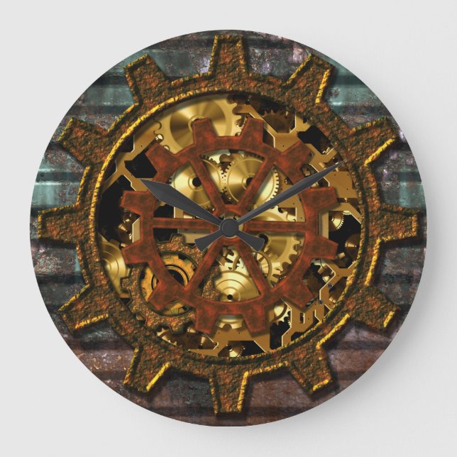 Relógio Grande Steampunk 11 Wall Clock Options (Frente)