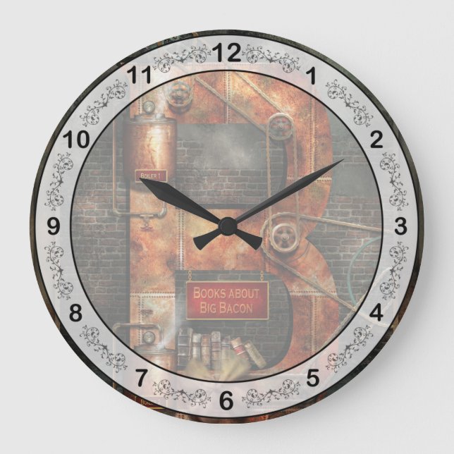 Relógio Grande Steampunk - Alfabeto - B é para Cintos (Frente)