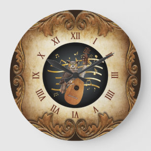 Relógio Grande Steampunk Angélique ~ Excelente Coruja com Coroa 